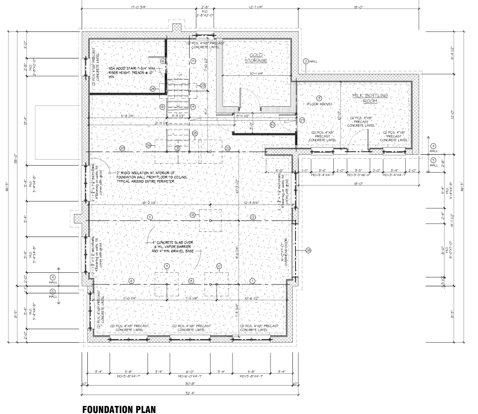 Detail of the foundation plan prepared for the Airville residential project