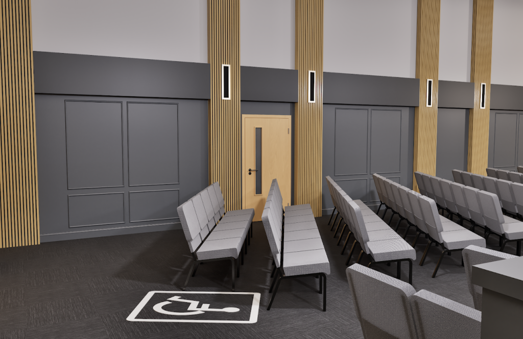 Church Main Hall & Lobby Interior Renovation Rendering — Milton PA — project image 5