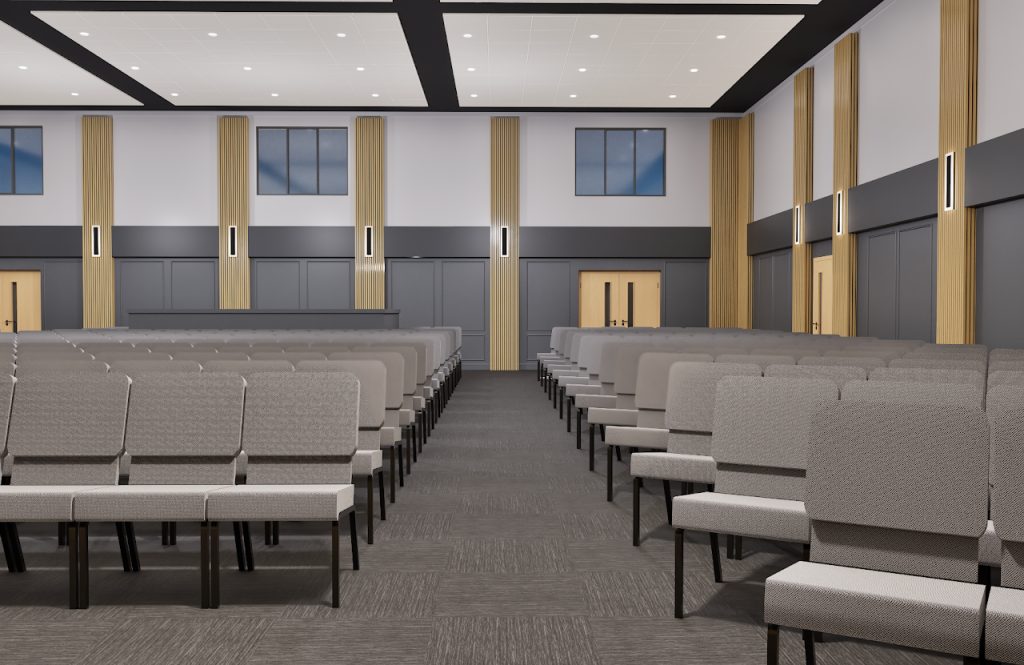 Church Main Hall & Lobby Interior Renovation Rendering — Milton PA — project image 6