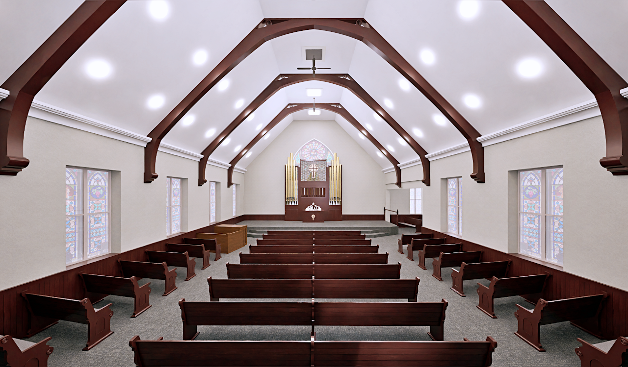 Church Interior Renovation Rendering — Walls, Stage & Transition Area, Whitehall MD