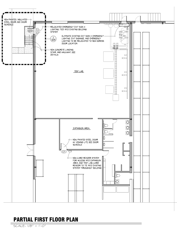 Partial first-floor permit plan for the commercial facility renovation
